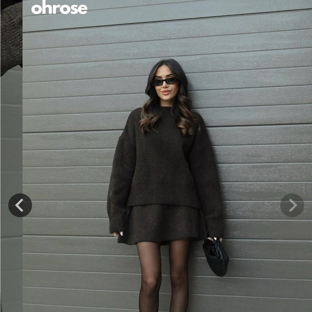 Women's Dark Brown Crew Neck Sweater